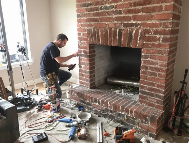 Fallbrook Chimney Sweep specialist finalizing chimney liner service in Fallbrook, CA