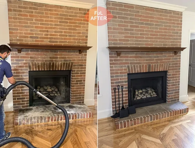 Fallbrook Chimney Sweep carefully sanitizing a fireplace in Fallbrook, CA