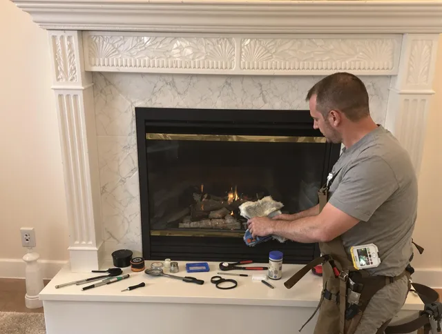 Fallbrook Chimney Sweep performing fireplace maintenance in Fallbrook, CA